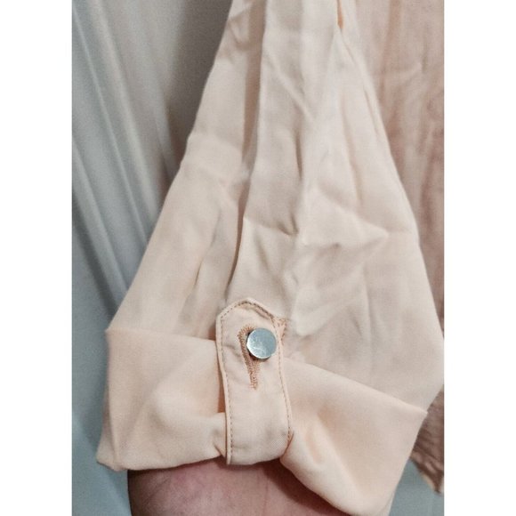 Chico's Women's Open Front Cardigan Jacket Roll Tab Sleeve Pink Lyocell Sz 1 (M) - Picture 8 of 13